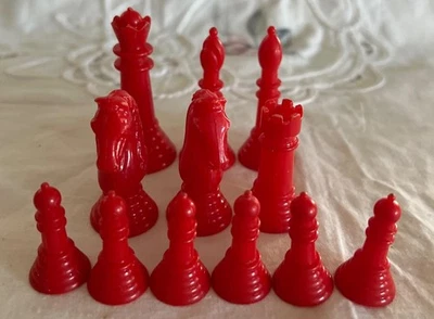 12 Plastic Red Chessmen Replacement Game Pieces Unbranded - Image 1 of 2
