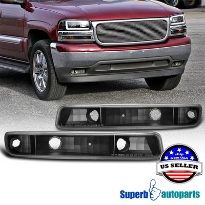 Fits 1999-2006 GMC Sierra 2500 3500 Yukon 1500 Black Bumper Lights Signal Lamps - Image 1 of 4