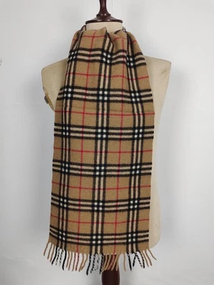 Burberry genuine vintage nova check Camel 100% Lambswool winter Scarf Scarves - Image 1 of 4