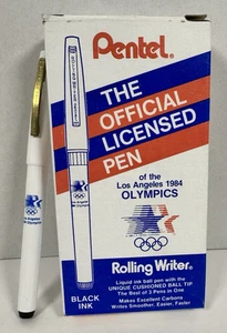 Set penne Pentel Olimpiadi 1984 vintage NUOVE IN SCATOLA inchiostro nero rolling writer-12 - Foto 1 di 5