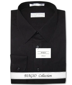 Camisa de vestir Biagio para hombre 100 % ALGODÓN color NEGRO liso talla 17 36/37 - Imagen 1 de 4