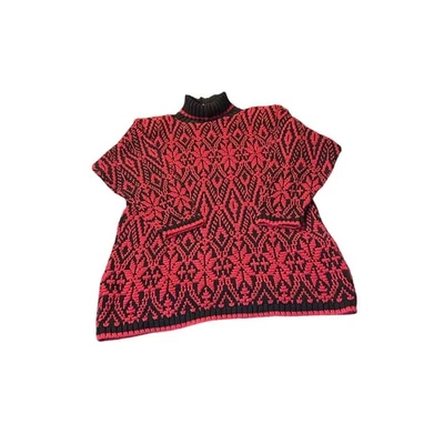 Vintage Delia Mckain Nordic Cotton Turtleneck Sweater Size M Padded Shoulders  - Image 1 of 4