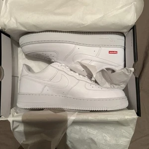 2020 Supreme x Nike Air Force 1 Low Box Logo White Sneakers - Picture 1 of 11