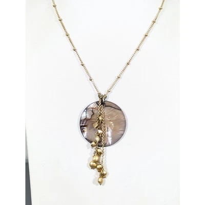Collar Lia Sophia Abulón Concha Disco Borla Tono Dorado Playa Costero 19" Foto 1 de 4