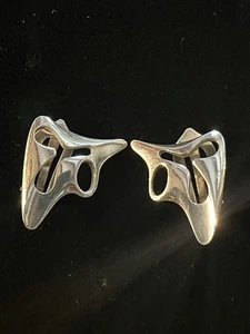 VINTAGE GEORG JENSEN STERLING SILVER SPLASH CLIP ON EARRINGS BY HENNING KOPPEL - Picture 1 of 9