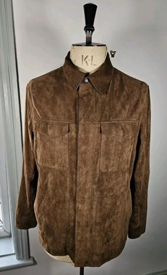 Massimo Dutti Goat Suede Overshirt Men's Medium Quilted Leather Brown Jacket  - Image 1 of 4