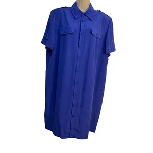 Hombros acolchados August Silk manga corta 100 % seda azul lavanda 16W - Imagen 1 de 9