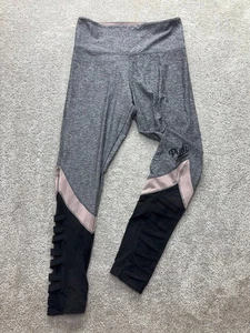 Victoria Secrets PINK Ultimate Leggings Women's L Gray Pink Black Cutout - Picture 1 of 11