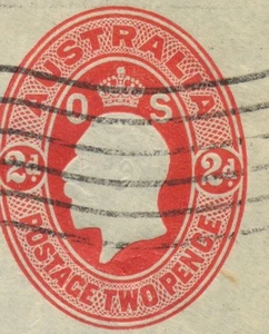 Stamp Australia 2d red KGV printed to order with OS in design treasury cover - Bild 1 von 2