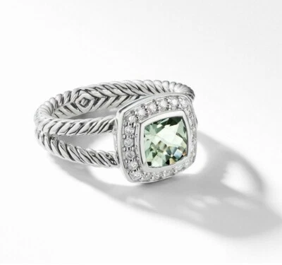 Anillo pequeño de diamantes y prasiolita de plata esterlina 925 Albion de David Yurman Foto 1 de 4