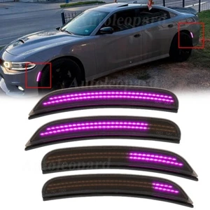LED Side Marker Lights For Dodge Charger 2015-2023 Front Rear Bumper Lamp Purple - Picture 1 of 12