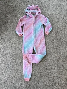 Saint Eve Kids Girls One Piece Pajamas Medium 10/13 Tie Dye Unicorn PJS, Fleece - Picture 1 of 2