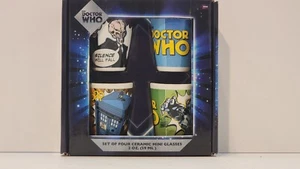 Doctor Who Set of Four Ceramic Mini Glasses 2 oz. BRAND NEW - Picture 1 of 3