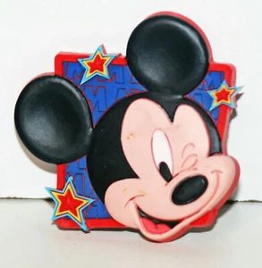 DISNEY MAGNET MICKEY MOUSE REFRIGERATOR FRIG FACE STARS WINK EARS  - Picture 1 of 1