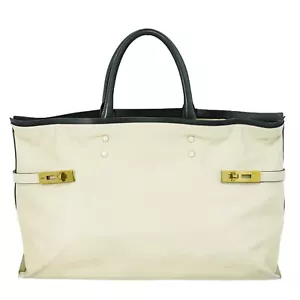 Chloe Charlotte Leather Tote Handbag White Black Gold - Picture 1 of 24
