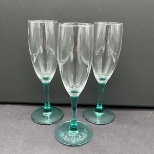 3 Türkis Stiel Cristal D'Arques-Durand Luminarc Sektflöte Glas Teal - Bild 1 von 8