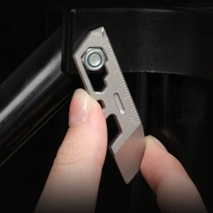 Mini Titanium Alloy Keychain Pry Bar Crowbar Opener Ruler Wrench Multi EDC Tools - Picture 1 of 14