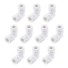 Quick Connector 3/8" to 3/8" Push Fit Elbow Connect Fittings 35x35mm White 10Pcs