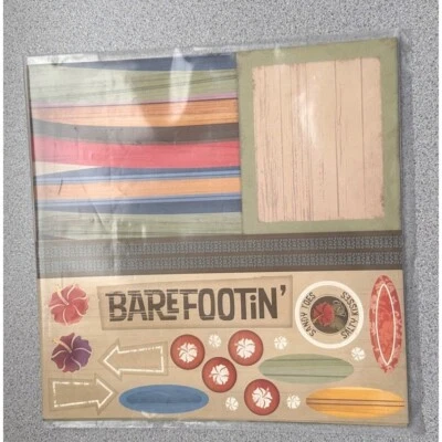 Lote de 10 piezas de papel para álbumes de recortes de vacaciones descalzos surf playa Foto 1 de 2