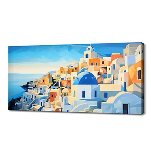 Santorini Greece Seascape Skyline Landmarks Canvas Print Picture Wall Art Decor - Picture 1 of 9