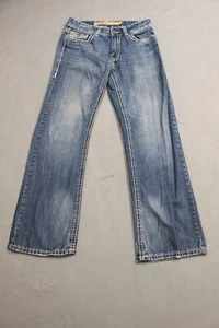 Rock and roll cowboy women size 30R denim relaxed bootcut embroidered jeans - Picture 1 of 21