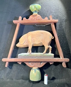 Alt Hängeleuchte Schwein Landwirt Metzger Metzgerei Schlachter Holz Lampe Bauer - Bild 1 von 20