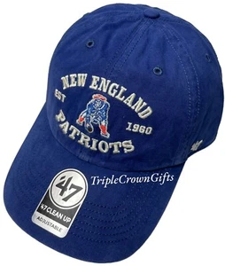 NFL New England Patriots ('47 Brand) Brockman Clean Up Adjustable Hat Blue - Picture 1 of 5