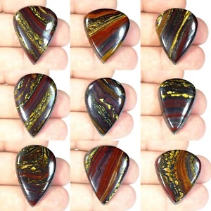 100% Natural Golden Fire Red Iron Tiger Pear Cabochon Gemstone BS- - Picture 1 of 10
