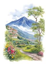 Ecuador Watercolor Painting Country City Art Print