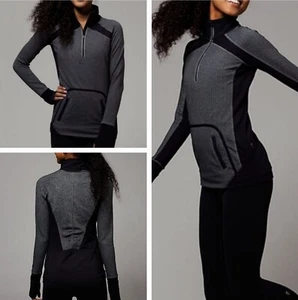 Ivivva Speed Seeker Herringbone 1/4 Zip Pullover Gray Black Size 14 Long Sleeve - Picture 1 of 6