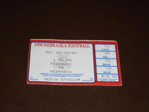 1990 NEBRASKA VS MIZZOU MISSOURI COLLEGE FOOTBALL TICKET STUB - Bild 1 von 2