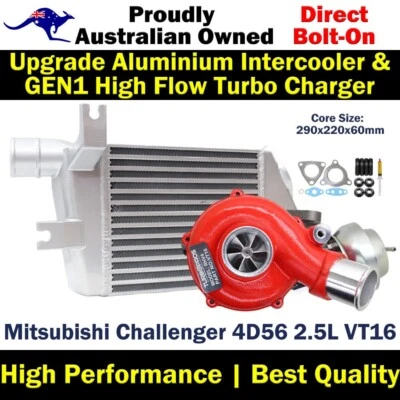 GEN1 High Flow Turbo+60mm Intercooler For Mitsubishi Challenger 4D56 2.5L VT16 - image 1 of 4