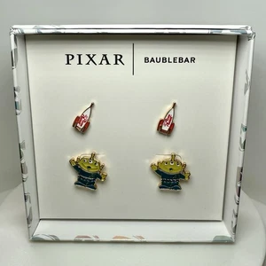NEW Pixar X Baublebar Toy Story Stud Earrings Set of 2 Aliens Pizza Planet - Picture 1 of 3