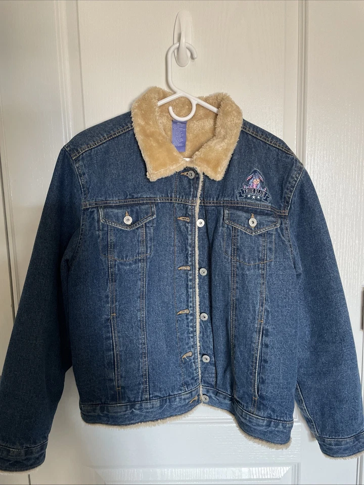 Chaqueta de mezclilla para mujer Disney Eeyore bordada y forrada de felpa XL usada Foto 1 de 4