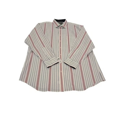 NWT Paul Fredrick Tailor Fit  LS Dress White Shirt w Blue/Red  Stripes Neck :18 - Image 1 of 4