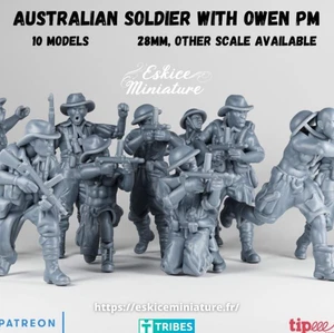 WW2 Australian Soldiers w/ Owen PM (3D PRINTED) - Picture 1 of 3