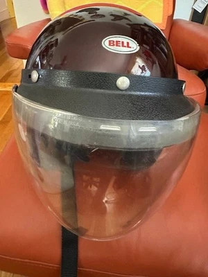 bell helmet vintage R-T With Visor and Windscreen Maroon - Image 1 of 4