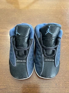 VTG Nike Jordan Soft Bottom Baby Shoes XIII Low Black Navy Rare OG 132133 1998 - Picture 1 of 10