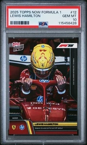 2025 Topps Now Formule 1 F1 LEWIS HAMILTON 1ère carte Ferrari jamais #12 PSA 10 - Photo 1/2