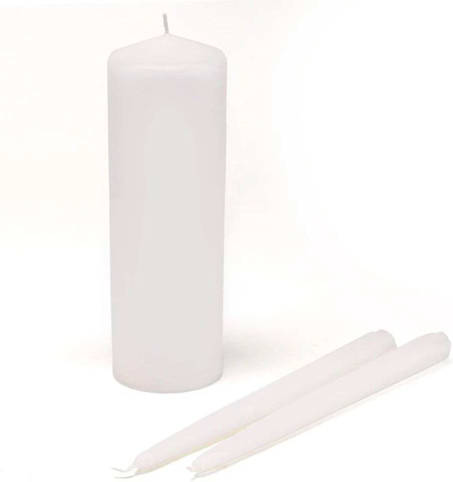 Accesorios de Boda Velas Básicas Blanco Unidad, Juego de 3 Velas 9" Sin Perfume Foto 1 de 1