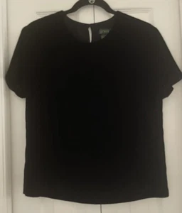 Blusa J.Crew Top Negro Terciopelo Manga Corta Mujer Talla M Vacaciones Capas Festivas - Imagen 1 de 5