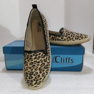 NIB Cliffs Flats Women's 8.5M. Nurture/Animal Print, Espadrilles. Black Beige... - Picture 1 of 15
