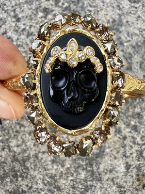 Brazalete de cristal 100 % auténtico Alexis Bittar Muse d'Or calavera de ágata negra Foto 1 de 4