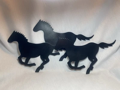 Running Wild Horses 3D Cut Metal Silhouette Wall Decor Western 15.5"x8" Vintage - Image 1 of 4