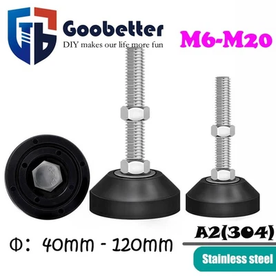 Leveling Machine/Furniture Feet M6-M20 Screw in Height Adjustable A2 stainless - image 1 of 4