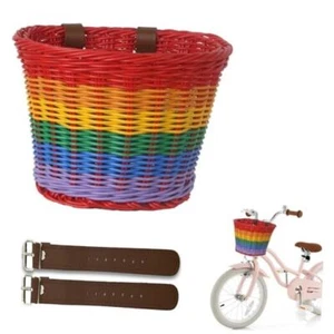Bike Basket Kids Front,Premium Hand-Woven Rainbow Bicycle Standard B-8.2inch - Picture 1 of 7