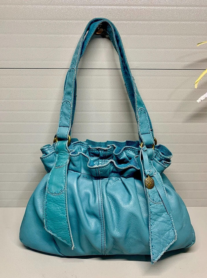 TOTE/HOBO/BOLSO DE MANO Couture LUCKY BRAND cuero de vaca azul verdoso Foto 1 de 4