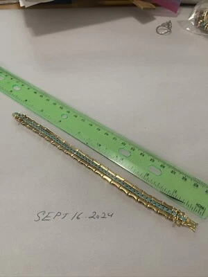 Signed JOAN RIVERS Faux Turquoise Rhinestone Bracelet. Perfect Condition! - Image 1 of 4