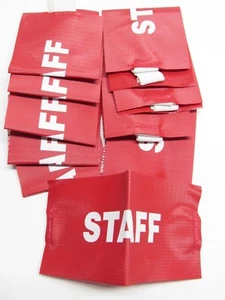 (10) STAFF ID ARMBANDS safety Arm Band Nylon Reinforced Vinyl W/ Elastic Straps - Picture 1 of 4