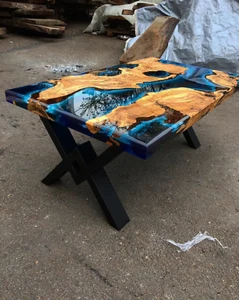 48" x 24" Epoxy Resin Dining Table | Live Edge dinning Table | Custom Home Décor - Picture 1 of 9
